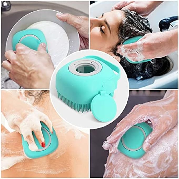 Heeva Creation Silicone Bath Brush With Shampoo Dispenser. (Random colour) 1 Piece. - Image 1